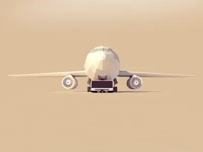 Cartoon Low Poly Tug and Airbus Low-poly 3D model