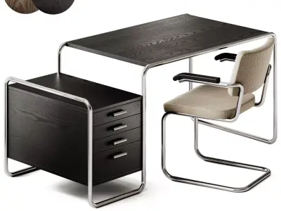 Thonet Writing desk S 285 and Chair S 64 PV 3D model