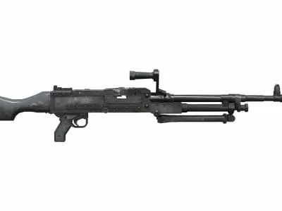 Military Combat Machine Gun Low-poly 3D model