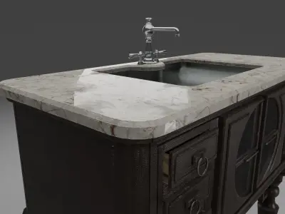 victorian art style sink Low-poly 3D model