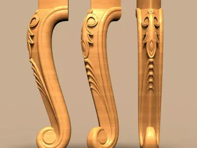 Antique Applique Table-Chair Leg 3D model
