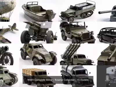 WWII Complete Military Arsenal Collection 3D Model Pack