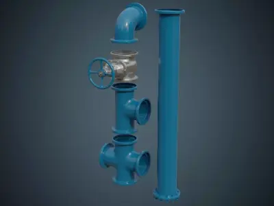 Industrial Pipes 5A Low-poly 3D model
