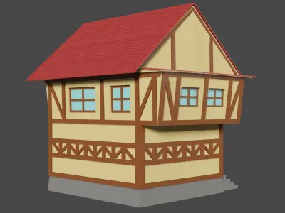 Medieval House Low Poly Low-poly 3D model