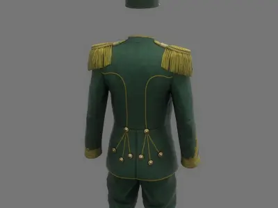 Vintage Military Uniform Green Game Ready Low-poly 3D model