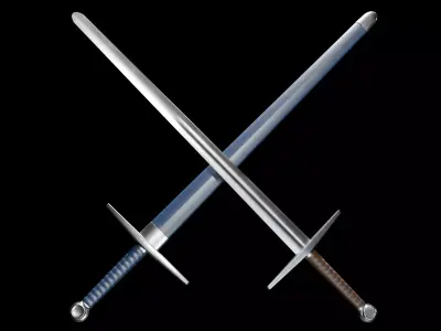Longsword and Scabbard - 5 Color Variants Low-poly 3D model