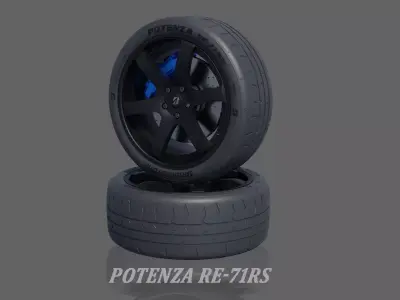 3d Wheel Model of  Bridgestone Potenza RE-71RS Low-poly 3D model