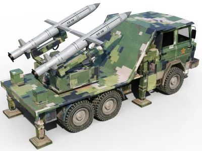 PLA Navy YJ-18 YJ18 ANTI-SHIP MISSILE Launcher Low-poly 3D model