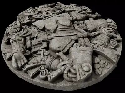Aztec Ritual Stone Disk 3D model