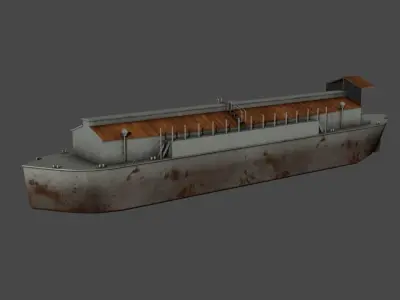 Grain inland barge Low-poly 3D model