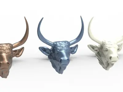 Narnian bull stone head low poly Low-poly 3D model