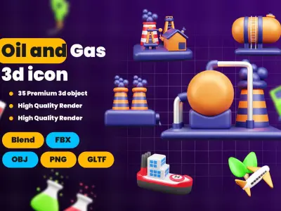 Oil and Gas 3d Icon Pack 3D model