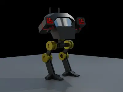 Low Poly Coloured  Mecha Low-poly 3D model