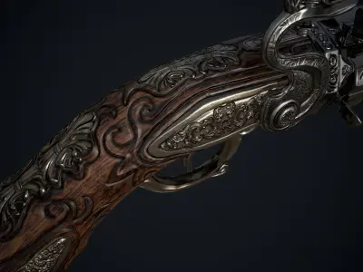 Gun Game ready 3d model with PBR textures Low-poly 3D model