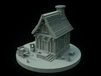 Epic Medieval House Low-poly 3D model