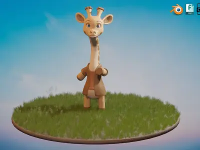 Stylized Standing Toon Giraffe Low-poly 3D model