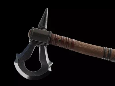 STYLIZED  BATTLE  AXE WITH LOOP BLADE  Low-poly 3D model