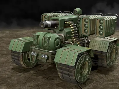 UGV Concept-3-Green-Dirty Low-poly 3D model