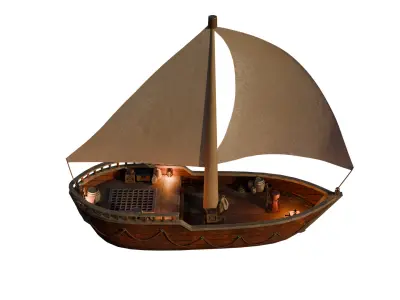 Stylized old boat  3D model