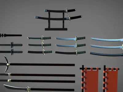 Samourai ands ninja weapons 3D model