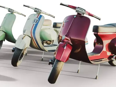 Vespa Scooter Motorcycle 3D model