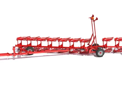 Semi Mounted Farm Plough 3D model