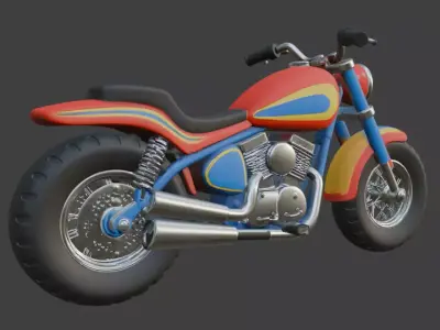 Cartoon Red Chopper Motorcycle 3D Model 3D model order