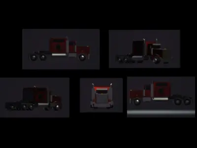 Red Semi Truck Free 3D model