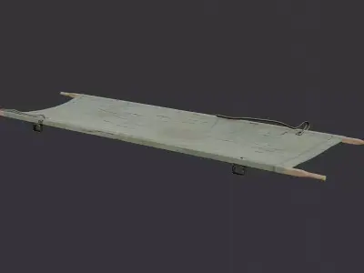 Military Stretcher Canvas Wooden Handles Low-poly 3D model
