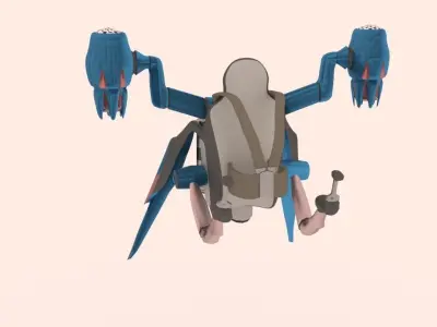 Jetpack bird with wings Low-poly 3D model