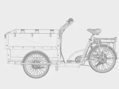 3D Model of Cargobike Kindergarden Low-poly 3D model