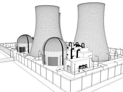 Nuclear power plant model 3D model