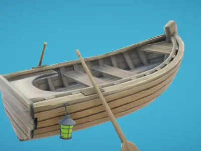 Rowing Boat Hand-Painted Low-poly 3D model