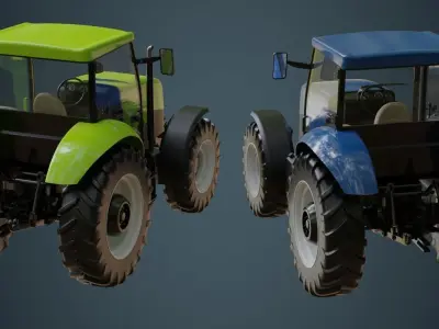 Tractor 1A Low-poly 3D model