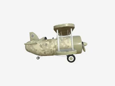 Airplane Cartoon A09 Desert Camouflage - Classic Aircraft Low-poly 3D model