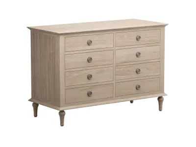 Emmerson Oak Timber 8 Drawer Chest 3D model