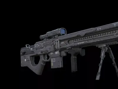 Sci-Fi Heavy Railgun Anti Material Sniper Rifle Game Ready Low-poly 3D model