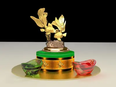 Chinese gold Ingot 3D model