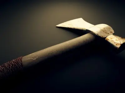 Tomahawk Axe - Wolf Carving Free 3D model