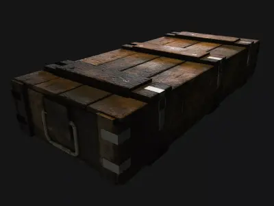 Military Wooden Box Low-poly 3D model