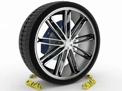 ORTAS CAR WHEEL RIM 82 GAME READY WHEEL RIM TIRE 3D model