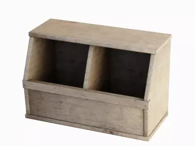 Wooden Storage Bin 02 Low-poly 3D model