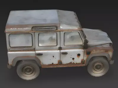 Realistic Abandoned Battle-Damaged Off-Road SUV 3D Model Low-poly 3D model