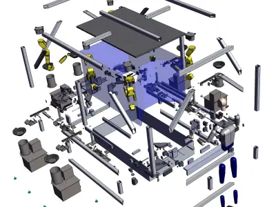 Robotic Cell Ring Assembly Line 3D model