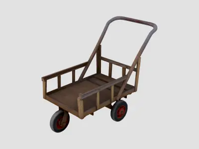 Retro handcart Low-poly 3D model