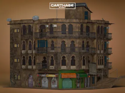 Arabic Neoclassical Residential and Retail Heritage Building Low-poly 3D model