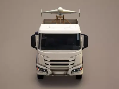 Military Transport Truck with Drone Launcher Shahed 136 3D model