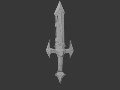 fantasy stylized game sword Low-poly 3D model