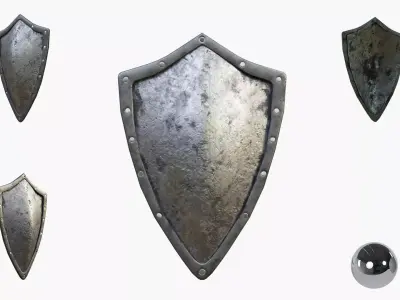 Metal old shield Low-poly 3D model