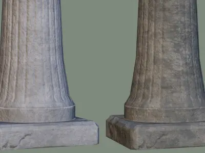 Ancient Garden Concrete Fountain old water Low-poly 3D model